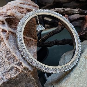 SALE Sparkling Bright Crystals Pave Silver Bracelet Charm Hypoallergenic